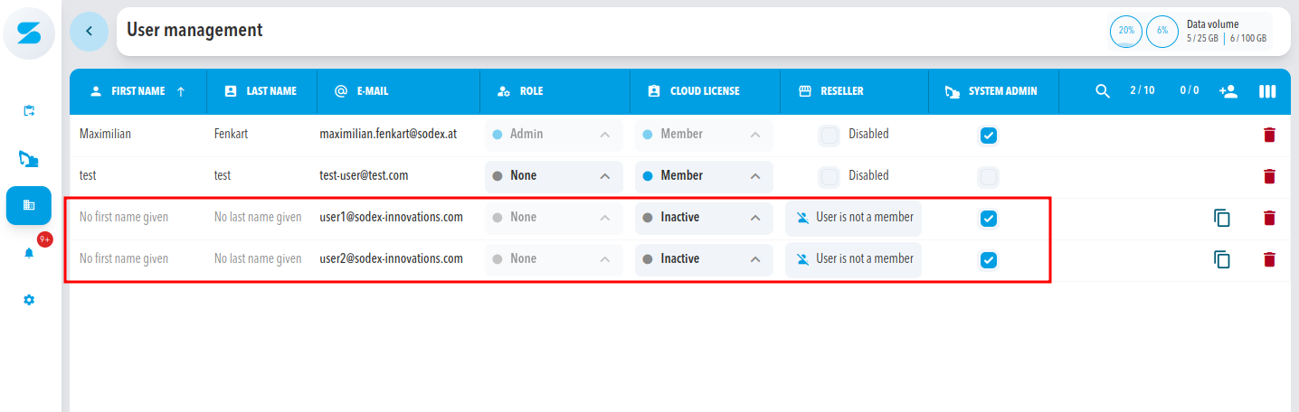User table invite status