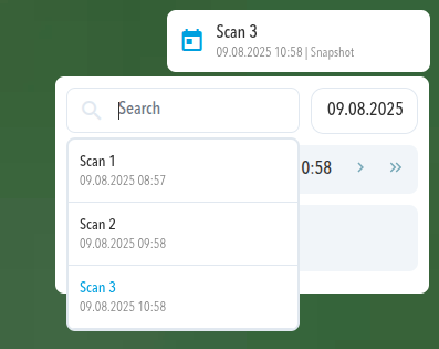 Dropdown opens immediately when clicking search in the Snapshot picker (Infomap)
