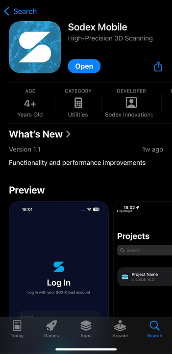 App Store install screen for Sodex Mobile.